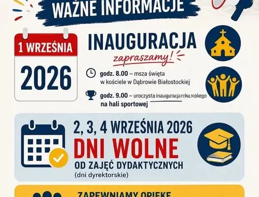 Inauguracja roku szkolnego 2026/2027 w Dąbrowie Białostockiej
