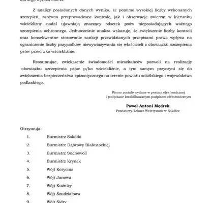 Wścieklizna: obowiązkowe szczepienia psów – przypomina Powiatowy Lekarz Weterynarii