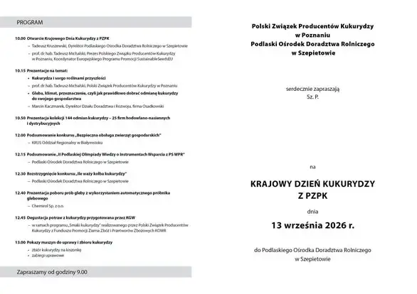 Krajowy Dzień Kukurydzy w Szepietowie – 144 odmiany i nowości