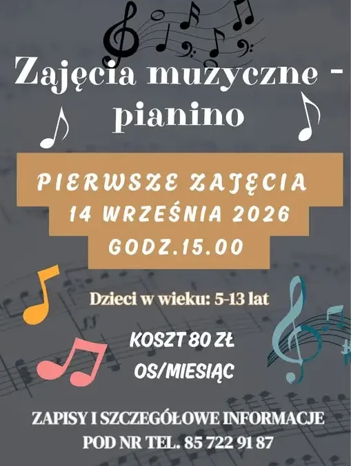 Nauka gry na pianinie dla dzieci i młodzieży w Korycinie – zapisy trwają