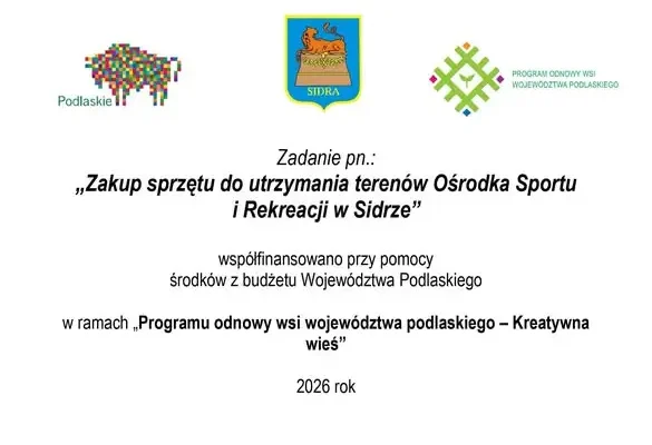 Nowy sprzęt dla OSiR w Sidrze dzięki programowi „Kreatywna wieś”