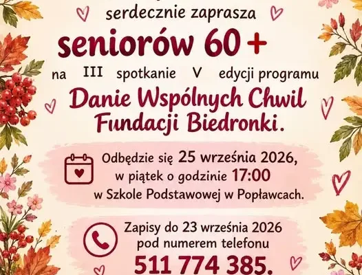 Zaproszenie dla seniorów 60+ na III spotkanie w Popławcach