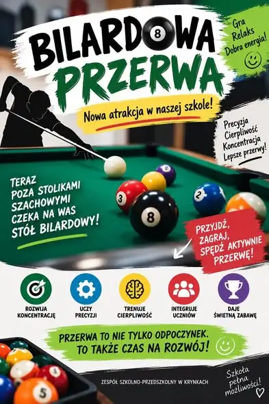 Bilardowa przerwa w Zespole Szkolno-Przedszkolnym w Krynkach