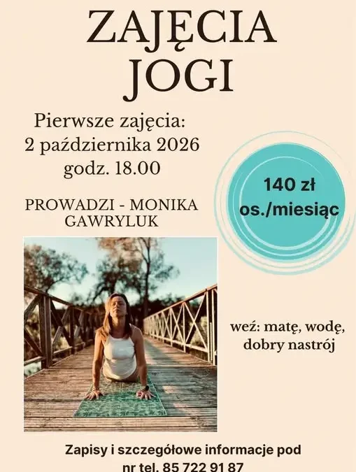Korycin: Rusza cykl zajęć jogi – pierwsze spotkanie bezpłatne