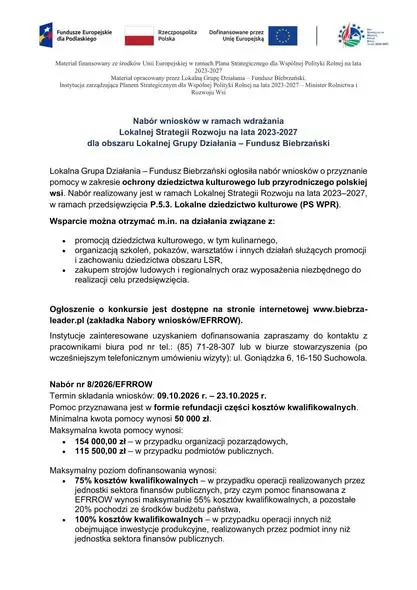Fundusz Biebrzański ogłasza nabór wniosków na lokalne dziedzictwo kulturowe
