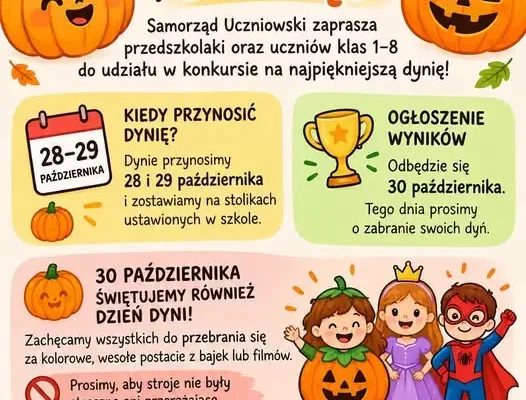 Konkurs na najpiękniejszą dynię i Dzień Dyni w szkole w Sokolnikach
