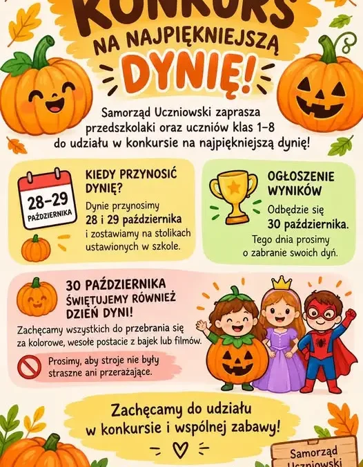 Konkurs na najpiękniejszą dynię i Dzień Dyni w szkole w Sokolnikach