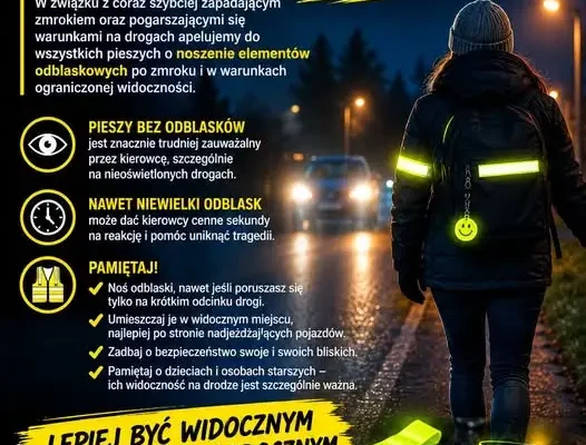 Apel OSP Dąbrowa Białostocka: noś odblaski, bądź widoczny na drodze