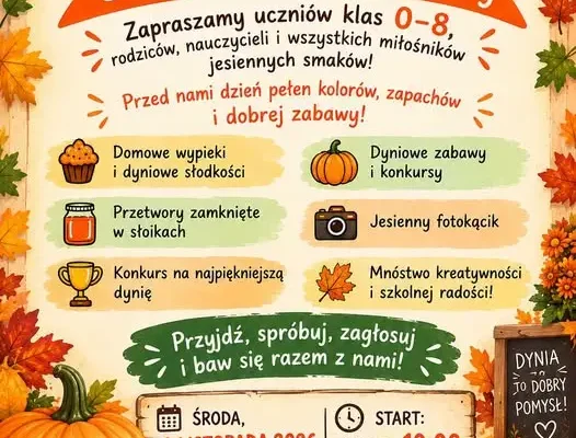 Szkoła w Krynkach zaprasza na Wielkie Święto Dyni – 4 listopada 2026